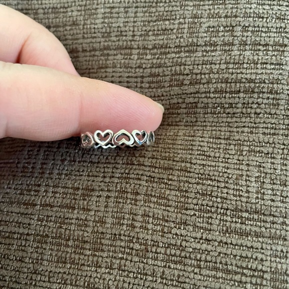 Sterling Silver Heart Ring-Heart Band Ring-Thumb Ring-Stackable Ring - Picture 5 of 8